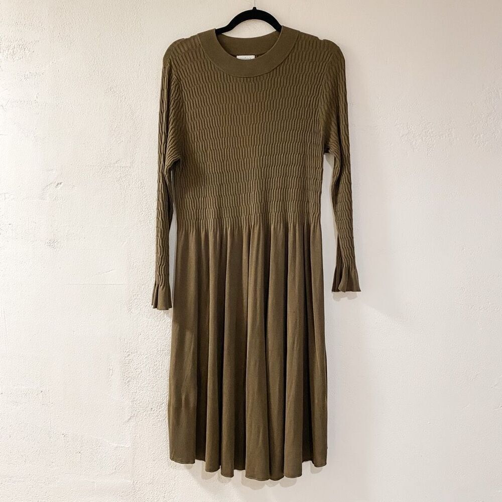 Sundance Nature’s Hue Sweater Midi Dress in Olive Green Medium Petite
